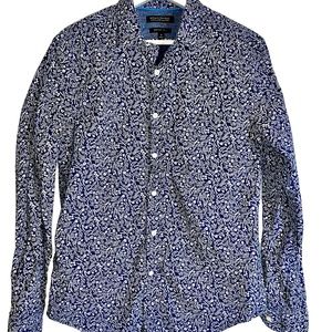 Banana Republic Blue & White Floral Print Shirt, Size M, Like New